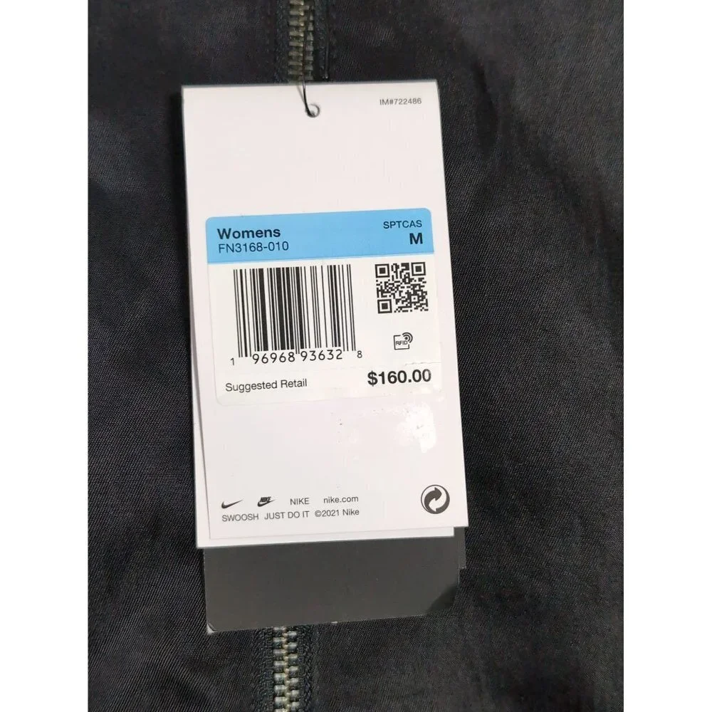 NIke Reversible Bomber Jacket Womens M‎ Black Loose Fit Full Zip